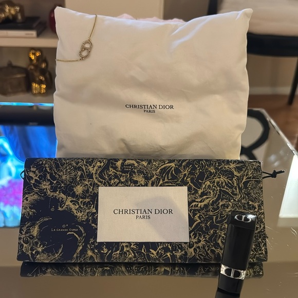 Dior Accessories - Christian Dior Bundle. Pouch, Mini Pillow, bracelet and lipstick. ♥️